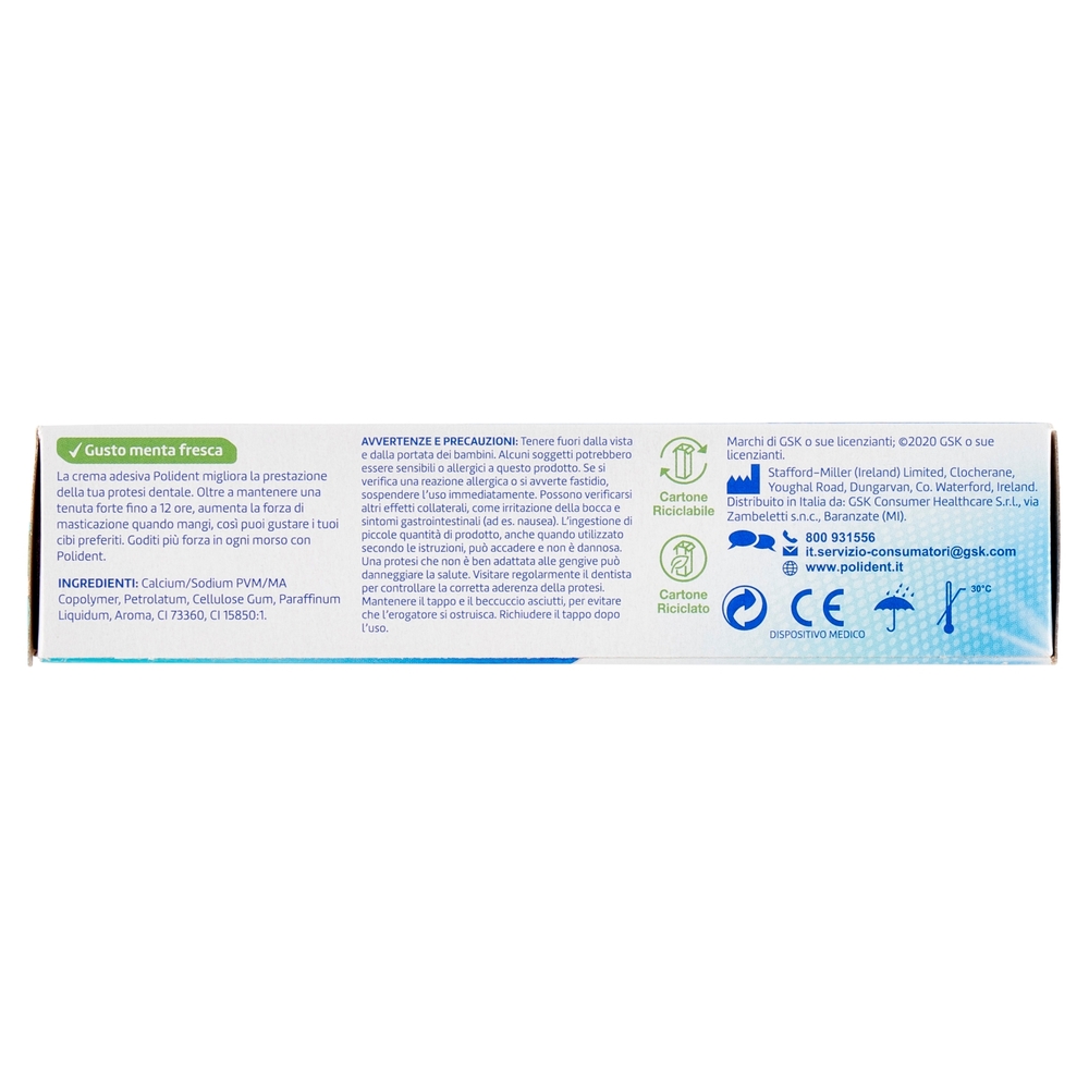Polident ultrafresco adesivo per protesi dentiera giornaliera gusto menta 40 g